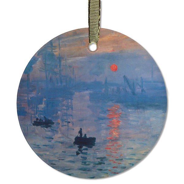Custom Impression Sunrise by Claude Monet Flat Glass Ornament - Round
