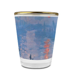 Impression Sunrise by Claude Monet Glass Shot Glass - 1.5 oz - with Gold Rim - Single
