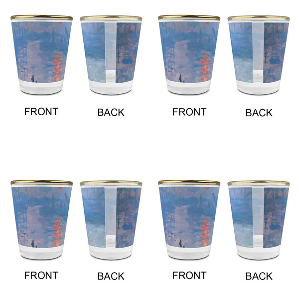 Impression Sunrise by Claude Monet Glass Shot Glass - with gold rim - Set of 4 - APPROVAL