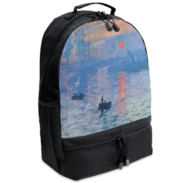 Custom Impression Sunrise by Claude Monet Backpacks - Black