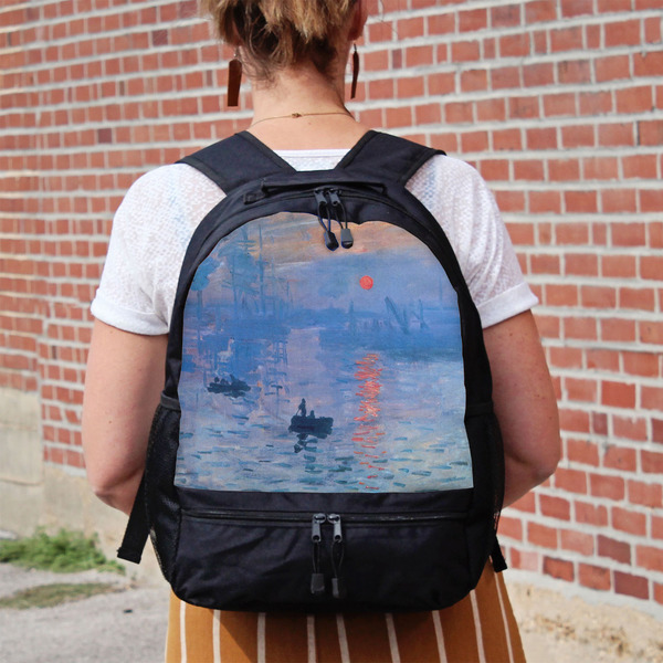 Impression Sunrise by Claude Monet Large Backpack - Black - On Back