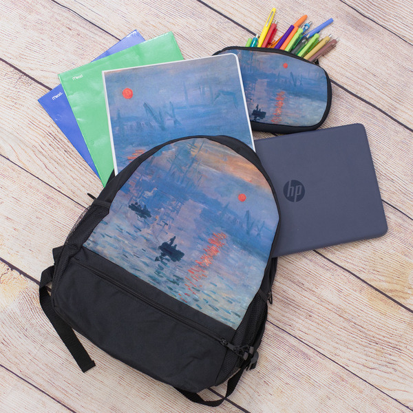 Impression Sunrise by Claude Monet Large Backpack - Black - With Stuff