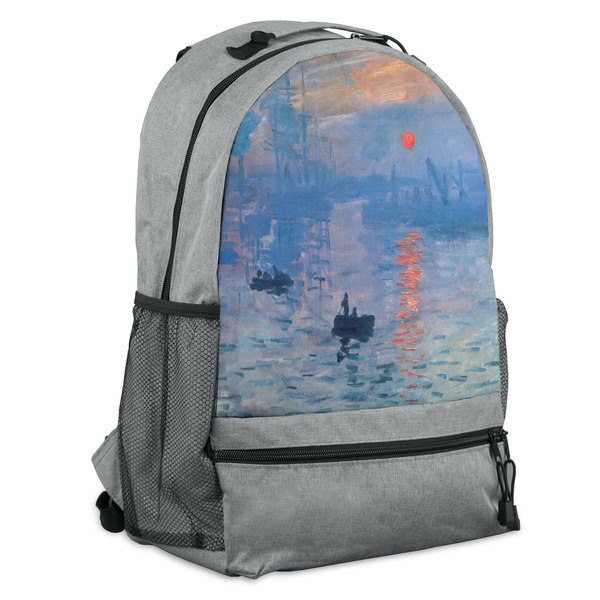 Custom Impression Sunrise by Claude Monet Backpack - Grey