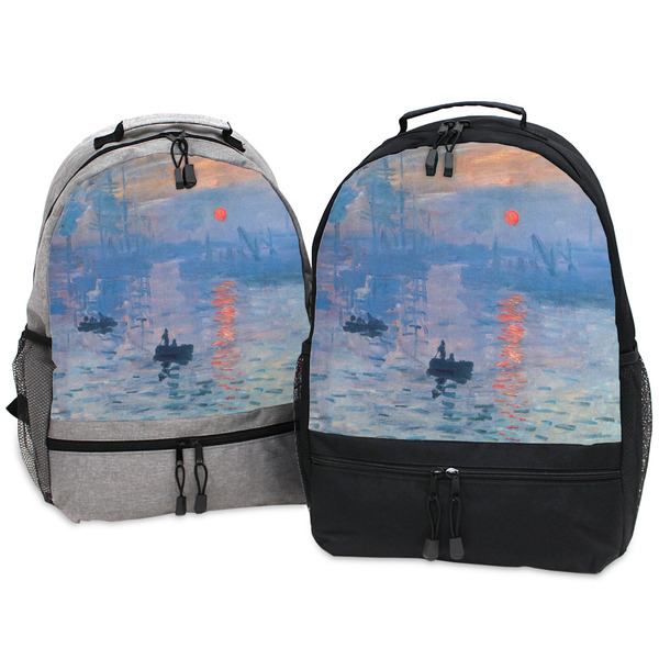 Impression Sunrise by Claude Monet Large Backpacks - Both