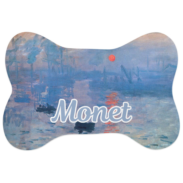Custom Impression Sunrise by Claude Monet Bone Shaped Dog Food Mat (Large)