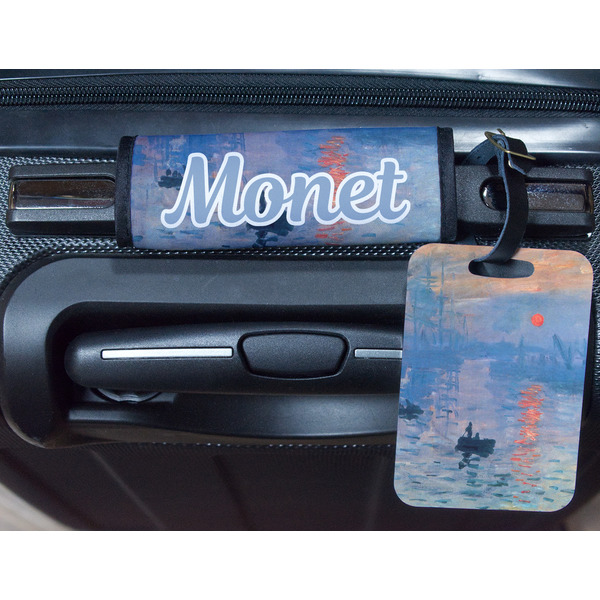Impression Sunrise by Claude Monet Metal Luggage Tag & Handle Wrap - In Context