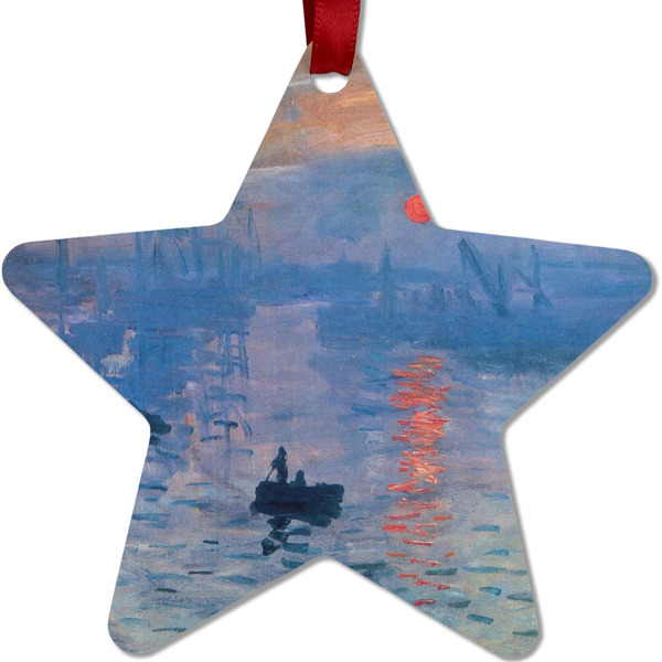 Custom Impression Sunrise by Claude Monet Metal Star Ornament - Double Sided