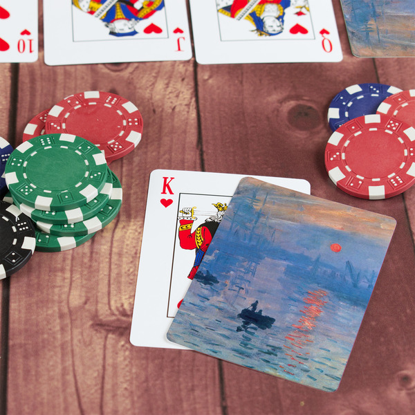 Impression Sunrise by Claude Monet On Table with Poker Chips