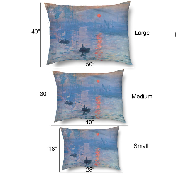 Impression Sunrise by Claude Monet Outdoor Dog Beds - SIZE CHART