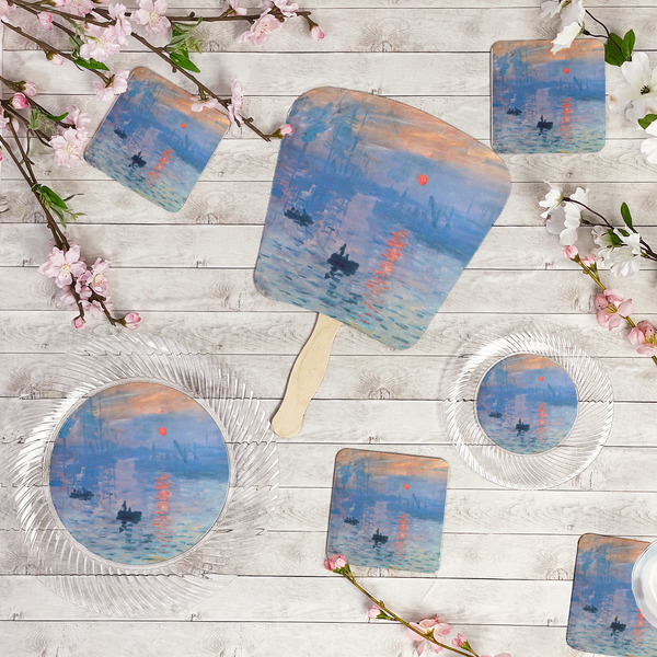 Impression Sunrise by Claude Monet Party Supplies Combination Image - All items - Plates, Coasters, Fans