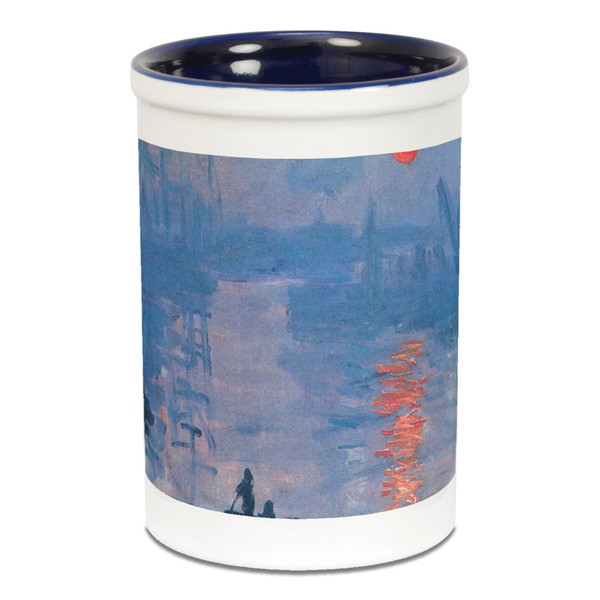 Custom Impression Sunrise by Claude Monet Ceramic Pencil Holders - Blue