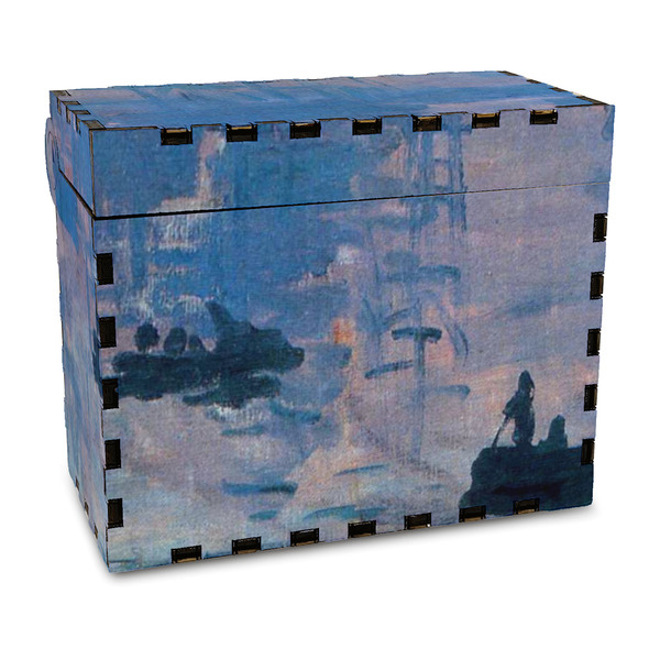Custom Impression Sunrise by Claude Monet Wood Recipe Box - Full Color Print