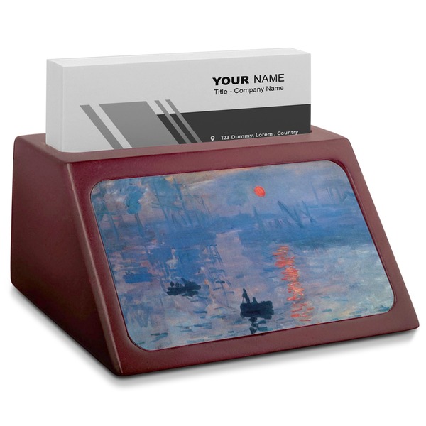 Custom Impression Sunrise by Claude Monet Red Mahogany Business Card Holder