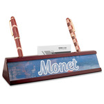 Impression Sunrise by Claude Monet Red Mahogany Nameplate with Business Card Holder