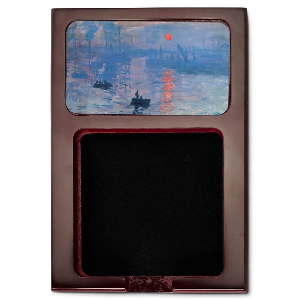 Impression Sunrise by Claude Monet Red Mahogany Sticky Note Holder - Flat