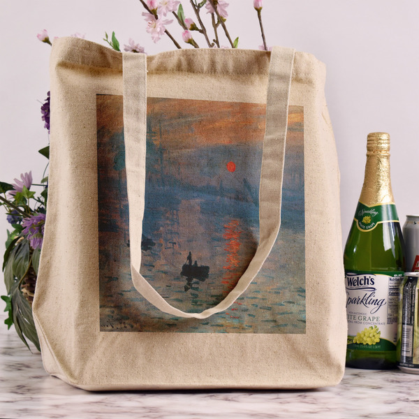 Impression Sunrise by Claude Monet Reusable Cotton Grocery Bag - In Context