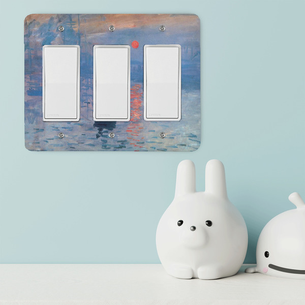 Impression Sunrise by Claude Monet Rocker Light Switch Covers - Triple - IN CONTEXT