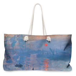 Impression Sunrise by Claude Monet Large Tote Bag with Rope Handles