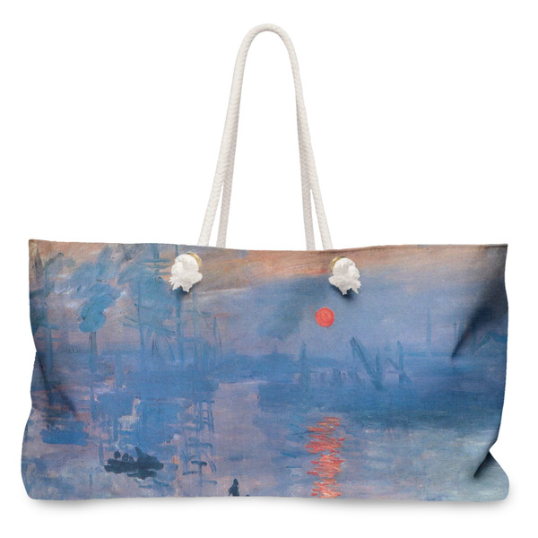 Custom Impression Sunrise by Claude Monet Large Tote Bag with Rope Handles