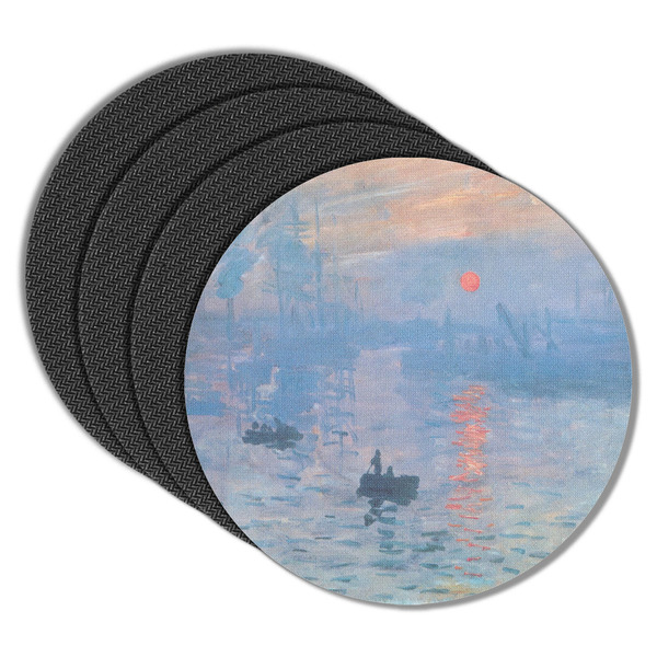 Custom Impression Sunrise by Claude Monet Round Rubber Backed Coasters - Set of 4