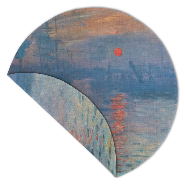 Impression Sunrise by Claude Monet Round Linen Placemats - Front (folded corner double sided)