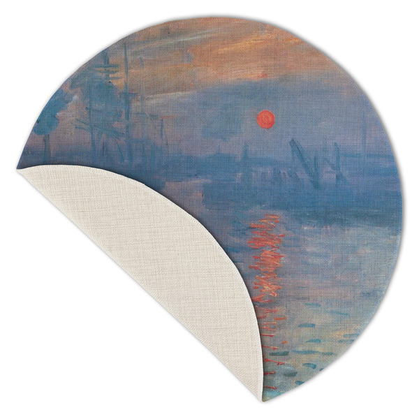 Impression Sunrise by Claude Monet Round Linen Placemats - Front (folded corner single sided)