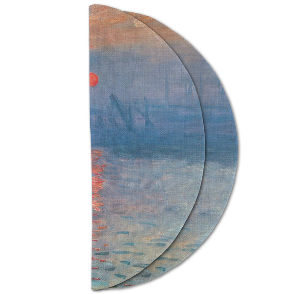 Impression Sunrise by Claude Monet Round Linen Placemats - HALF FOLDED (double sided)