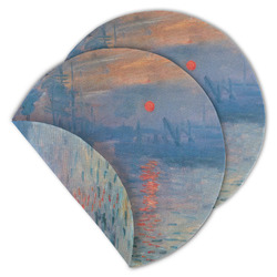 Impression Sunrise by Claude Monet Round Linen Placemat - Double Sided