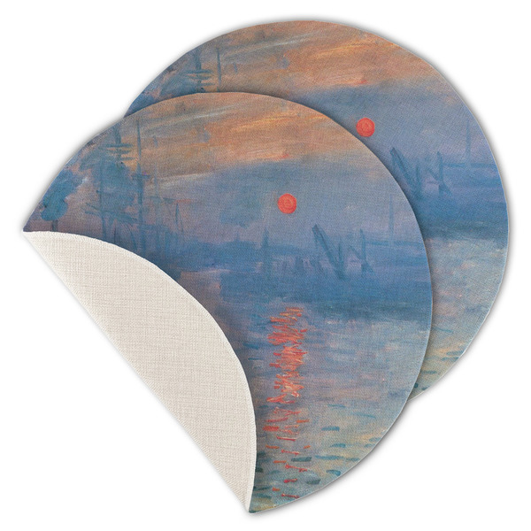 Impression Sunrise by Claude Monet Round Linen Placemats - MAIN (Single Sided)