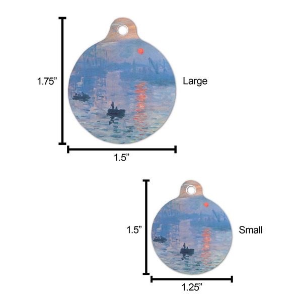 Impression Sunrise by Claude Monet Round Pet ID Tag - Large - Comparison Scale