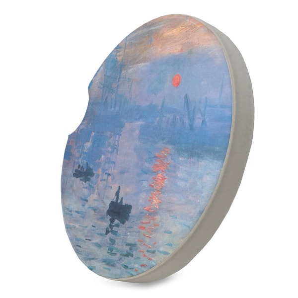 Impression Sunrise by Claude Monet Sandstone Car Coaster - STANDING ANGLE