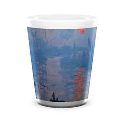 Impression Sunrise by Claude Monet Ceramic Shot Glass - 1.5 oz - White - Set of 4