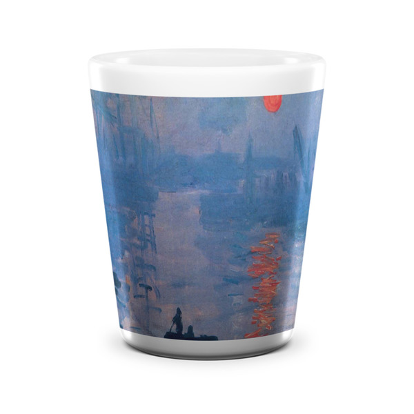 Custom Impression Sunrise by Claude Monet Ceramic Shot Glass - 1.5 oz - White - Set of 4