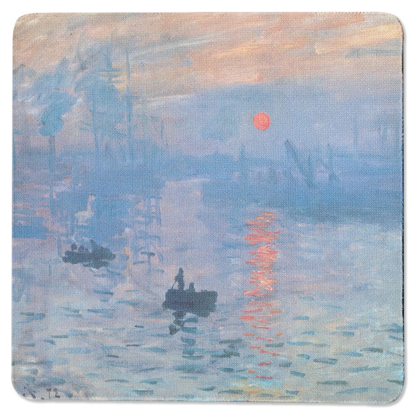 Custom Impression Sunrise by Claude Monet Square Rubber Backed Coaster