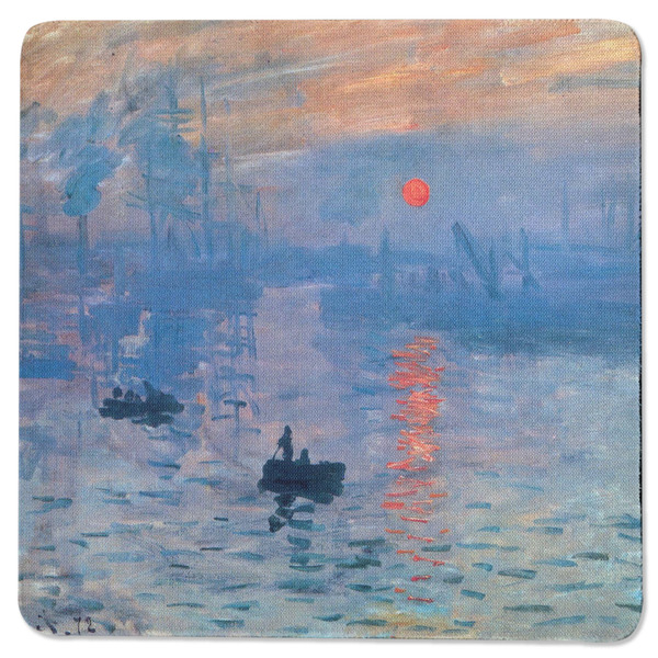 Custom Impression Sunrise by Claude Monet Square Rubber Backed Coaster