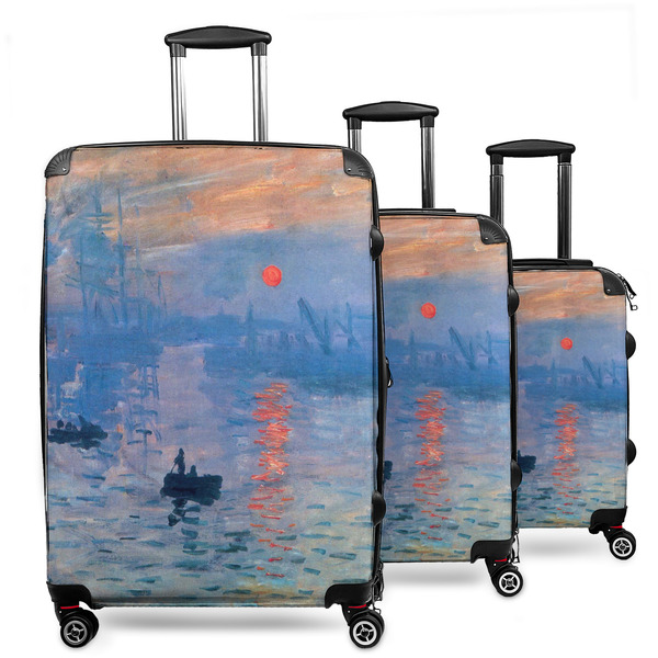 Custom Impression Sunrise by Claude Monet 3 Piece Luggage Set - 20" Carry On, 24" Medium Checked, 28" Large Checked