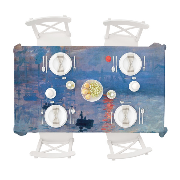 Impression Sunrise by Claude Monet Tablecloths (58"x102") - TOP VIEW (with plates)