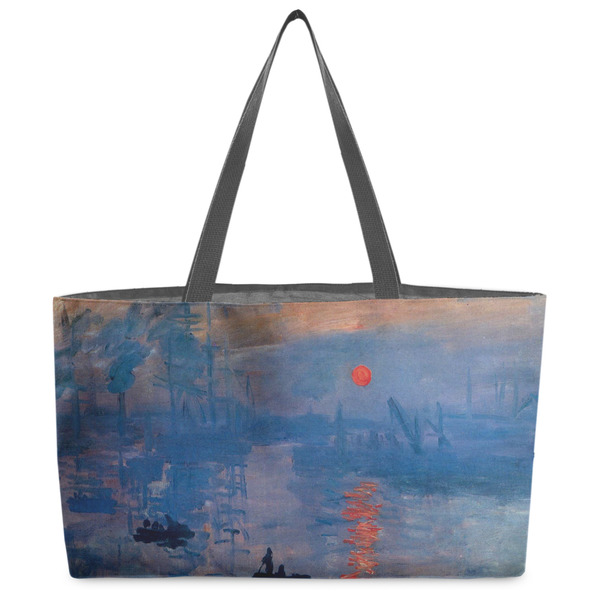 Custom Impression Sunrise by Claude Monet Beach Totes Bag - w/ Black Handles