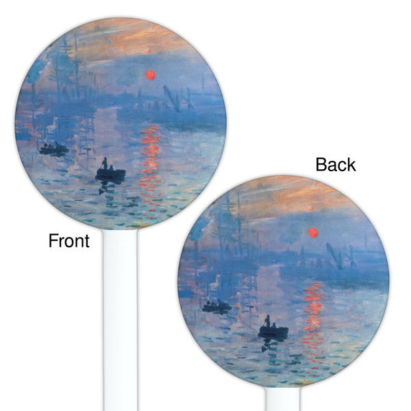 Impression Sunrise by Claude Monet White Plastic 5.5" Stir Stick - Double Sided - Round - Front & Back