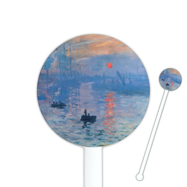 Custom Impression Sunrise by Claude Monet 5.5" Round Plastic Stir Sticks - White - Single Sided
