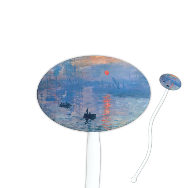 Custom Impression Sunrise by Claude Monet 7" Oval Plastic Stir Sticks - White - Double Sided