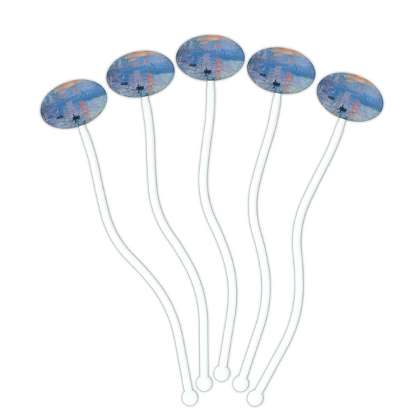 Impression Sunrise by Claude Monet White Plastic 7" Stir Stick - Oval - Fan