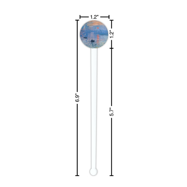 Impression Sunrise by Claude Monet White Plastic 7" Stir Stick - Round - Dimensions