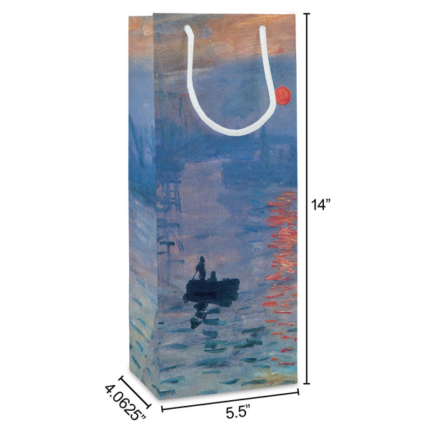 Impression Sunrise by Claude Monet Wine Gift Bag - Dimensions