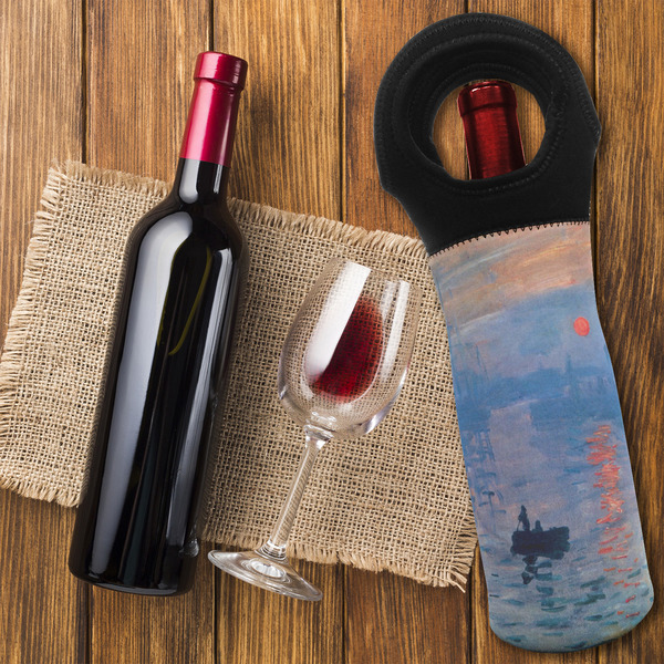 Impression Sunrise by Claude Monet Wine Tote Bag - FLATLAY