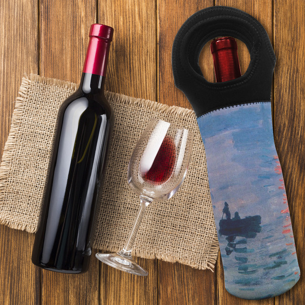 Impression Sunrise by Claude Monet Wine Tote Bag - FLATLAY