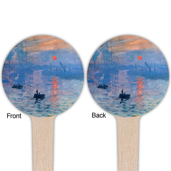 Impression Sunrise by Claude Monet Wooden 4" Food Pick - Round - Double Sided - Front & Back