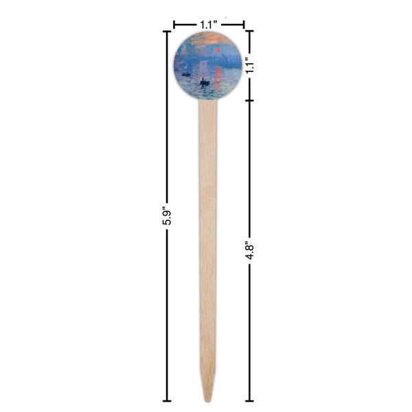 Impression Sunrise by Claude Monet Wooden 6" Food Pick - Round - Dimensions