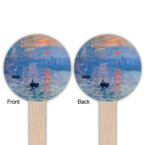 Impression Sunrise by Claude Monet Wooden 6" Food Pick - Round - Double Sided - Front & Back