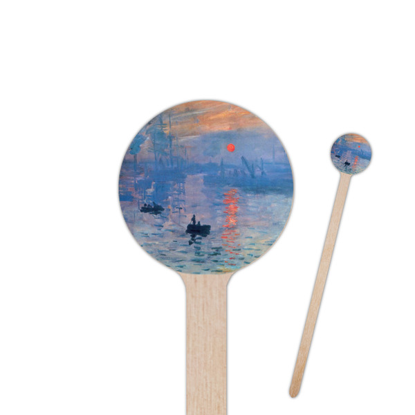 Custom Impression Sunrise by Claude Monet 6" Round Wooden Stir Sticks - Double Sided